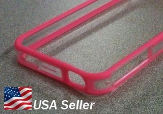 Bumper Case for Apple Iphone 4 4S 4G 4th 4GS   Clear and Pink