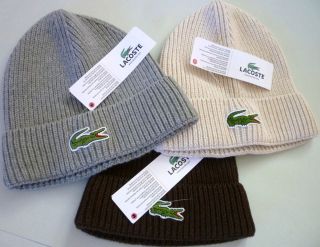 NWT LACOSTE MEN CHUNKY RIBBED BEANIE HAT VARIOUS COLORS & SIZES RB5380