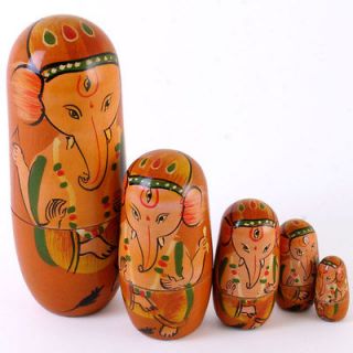 Peice Beautiful Handpainted,G​anesh Elephant God Nesting Doll~uk 