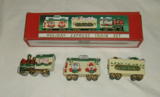 Hand Painted Porcelain Holiday Express Train Set New