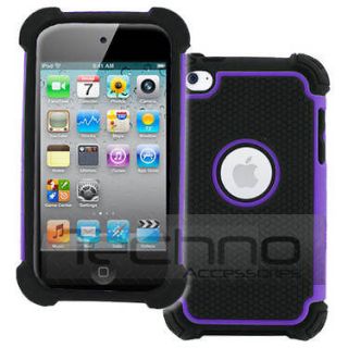 Purple Armor High Shock Protective Back Cover Case for iPod Touch 4 4G