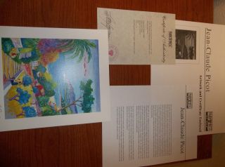 Jean Claude Picot  Paysage aux 3 Enfants Artwork and Certificate