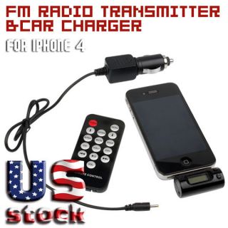 FM RADIO TRANSMITTER & CAR CHARGER FOR IPHONE 4 3GS IPOD
