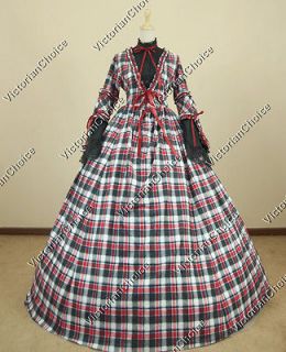 Civil War Cotton Blend Tartan Ball Gown Prom Dress Reenactment 158 XL