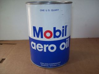 Vintage Mobil Aero OIl 1 Quart Motor Oil Pegusus Can Gas Station 