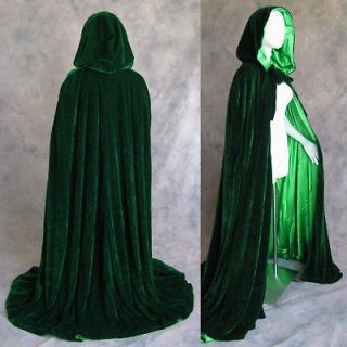 Lined Dk Green Velvet Cloak Cape Wedding Wicca LOTR SCA