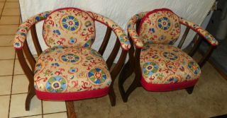 Pair of Retro Walnut Armchairs Club Chairs (AC142)