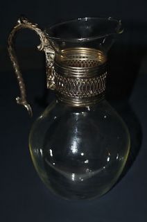   Brand Glass Carafe Coffee Tea Pitcher Intricate Sterling Silver