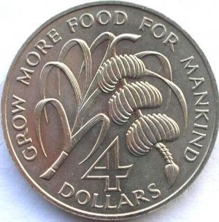 Dominica 1970 F.A.O Banana 4 Dollars Coin,UNC
