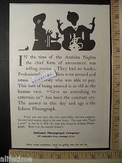 1906 Paper Ad National Phonograph Co NJ Edison Story Teller Songster 