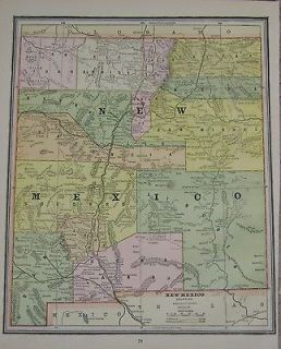   New Mexico Original Color Map** Colorado on Back 125 years old