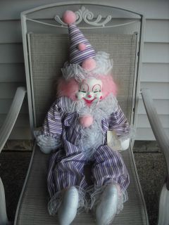   VINTAGE 3 FT TALL CLOWN DOLL COLLECTIBLE HANDMADE WITH GREAT DETAIL