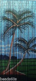   Bamboo Beaded Curtain Beads Backdrop 2 Palm Trees Window/Door/Divider
