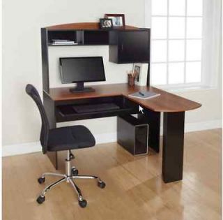   Shaped Desk with Hutch Home Office Computer Furniture Table Wood