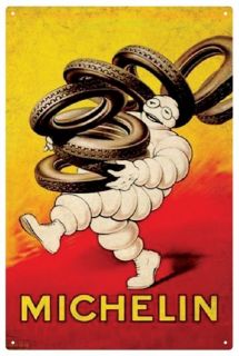 MICHELIN MAN TYRES VINTAGE TIN SIGN 30 x 45 cm  Red