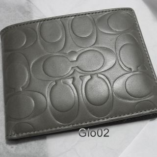 NWT MENS COACH Gray Embossed Classic Signature Leather ID WALLET NEW