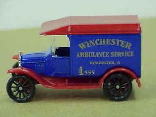 Matchbox 1921 Ford Model T Winchester Ambulance Service Winchester, VA
