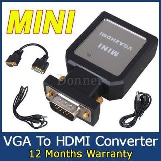   PC VGA To HDMI Converter USB VGA Video Audio To HDMI Format+Cables