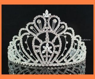   AUSTRIAN RHINESTONE CRYSTAL CROWN TIARA WITH COMBS PAGEANT PROM H1396