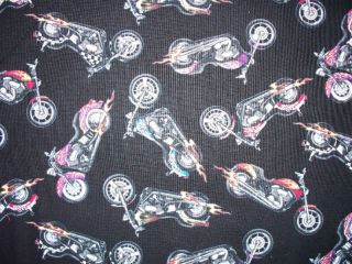 HARLEY HOGS CYCLES CHOPPERS FLAMES COTTON FABRIC