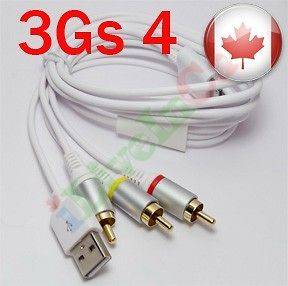 AV COMPOSITE RCA CABLE FOR APPLE IPHONE 3 3GS 4S 4 ITOUCH IPAD 1 2 3