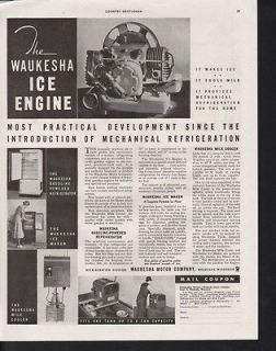 FA 1934 WAUKESHA ICE ENGINE REFRIGERATOR MACHINE COOLER AD