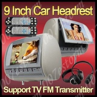 2Pcs Auto Headsets Car Pillow DVD SD Player Remote Ctrl Handles 9 LCD 
