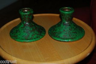 WELLER COPPERTONE Candle Holders PAIR Green & Copper