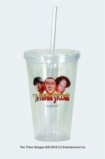THREE STOOGES ACRYLIC DOUBLE WALL INSULATED CUP W/ ACRYLIC STRAW SQ D5
