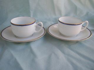 Two (2) Sets Vintage Rosenthal Demitasse Cups and Saucers Cobalt Blue 