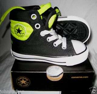 CONVERSE CHUCK TAYLOR INFANT PRIMO HITOP PADDED COLLAR BLK/GREEN SHOES 