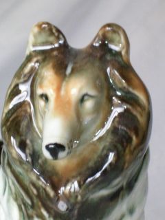VINTAGE CERAMIC DOG Tri Color ROUGH COLLIE SHEEPDOG Ceramic Porcelain 