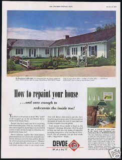 1951 Devoe Paint Pasadena California Ranch House Ad