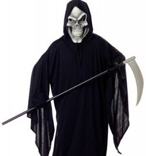 New Scary Costume Grim Reaper Outfit + Mask Kids