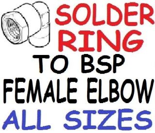 NEW copper plumbing pipe female Solder ring to BSP female elbow 
