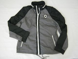 New Mens M / L Converse Hoodie Sports Jacket / Windbreaker, Gray/Black 
