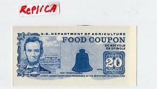 Novelty 20 dollar food stamp Coupon Reprint/Replic​a