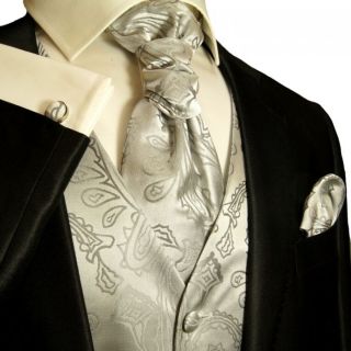 New Silver Paul Malone Tuxedo Vest Set + Wedding+V3