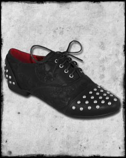 IRON FIST MANSLAYER FAUX LEATHER STUDDED SUGAR SKULL OXFORD FLAT SHOES 