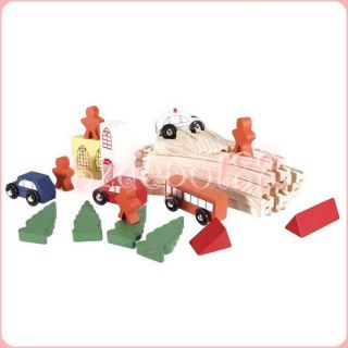   wood block train set toy for kids Creative Educational Colorful NEW