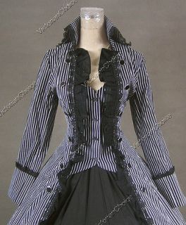 Gothic Cotton Black White Coat Dress Ball Gown Cosplay Reenactment 176 