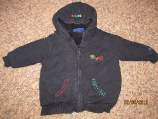 COOGI BABY TODDLER KIDS BLACK EMBROIDERED FLEECE LINED SWEATER 