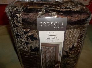 Croscill Brown Lancaster Fabric Shower Curtain 72 x 75 EX Long 