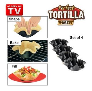 Hot Style Perfect Tortilla Pan Set of 4 moulded pan taco bowl AS SEEN 