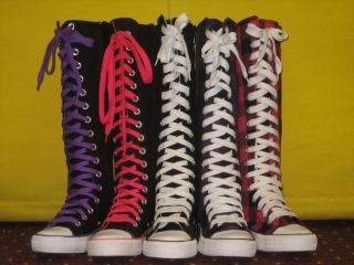GIRLS KIDS Canvas Lace Up Knee High Fashionable Boots