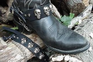 WESTERN BOOTS BOOT CHAINS BLACK TOPGRAIN COWHIDE LEATHER WITH CAST 