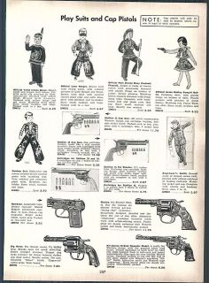 1957 AD Toy Cap Gun Pistols Big Horse Kit Carson Bronco Hawkeye Tonto 