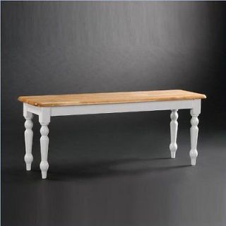 Boraam Farmhouse Wood Dining Bench in White and Natural Finish