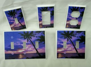   Beach Sunset & Palm Tree Silhouette Light Switch Cover Plate Outlet
