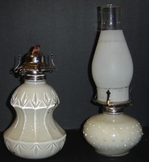   Lamplight Farms Hurricane Oil Lamp Painted Cream White Colored Glass